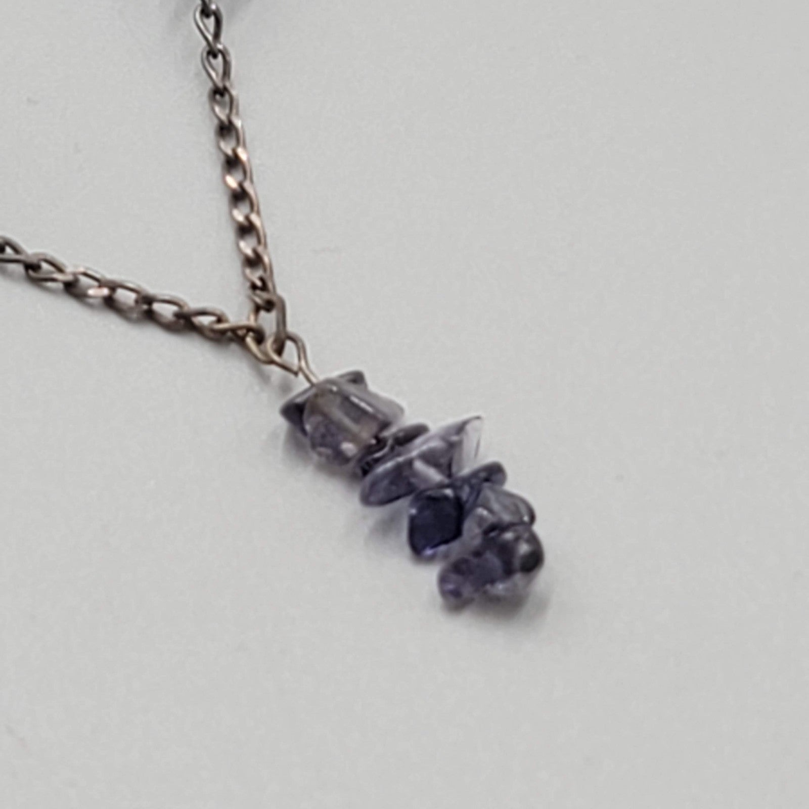 Vintage Sterling Silver Necklace Amethyst Bead Dangle Minimalist Fine Jewelry 17