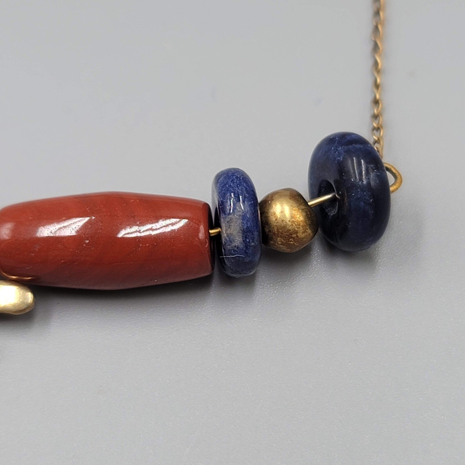 Vintage 950 Silver Pendant Necklace Gold tone Unique Tribal Ethnic 18"