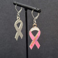 Pierced Earrings Touchstone Medical Imaging Breast Cancer Awareness Ribbon 1.5"