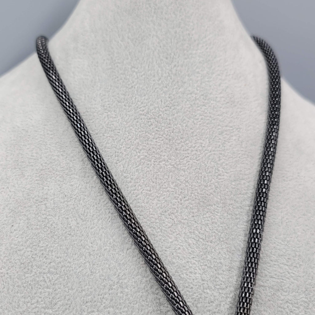 Black Mesh Knot Necklace Statement 24"-28"