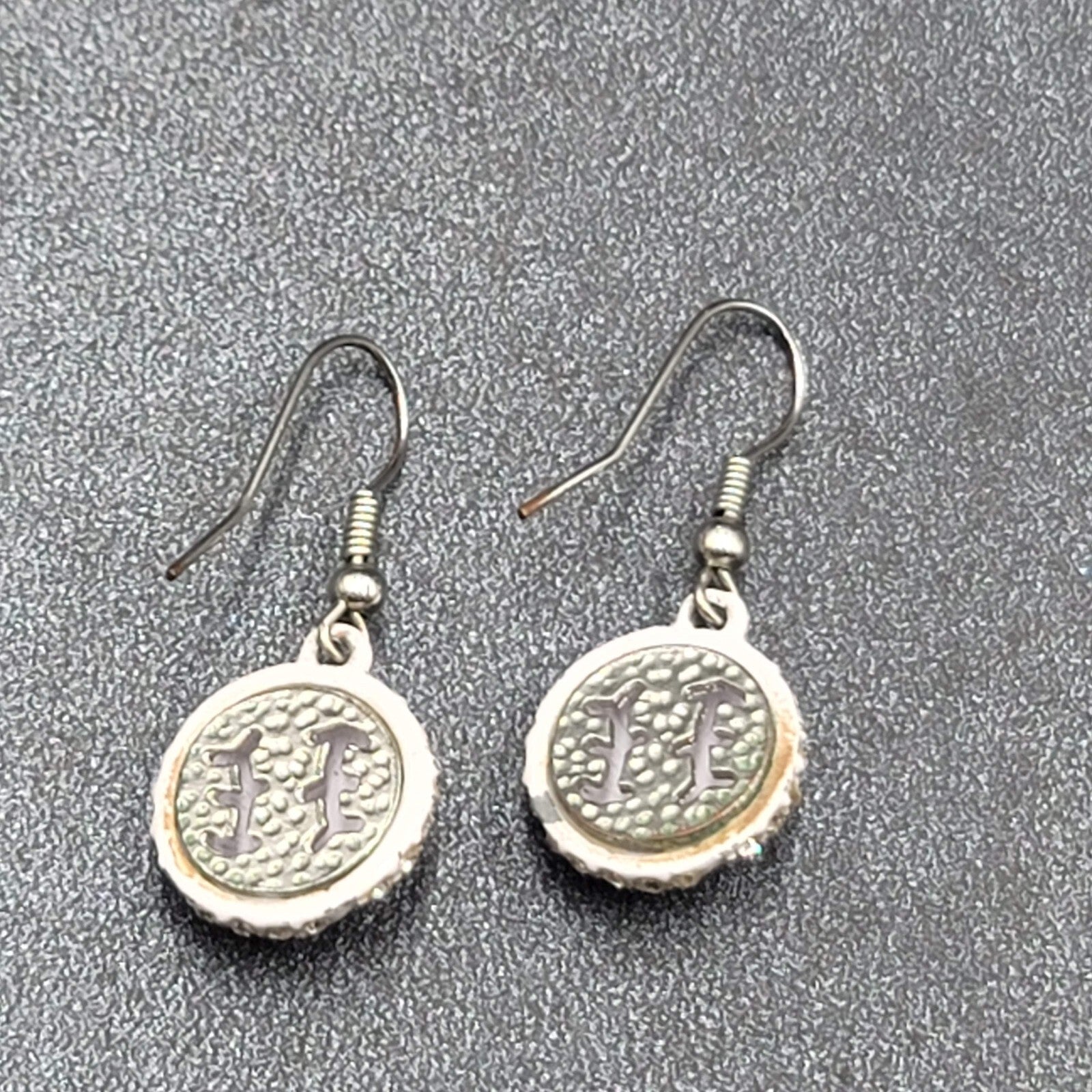 Baseball Pierced Earrings Rhinestone Enamel Dangle 3/4"