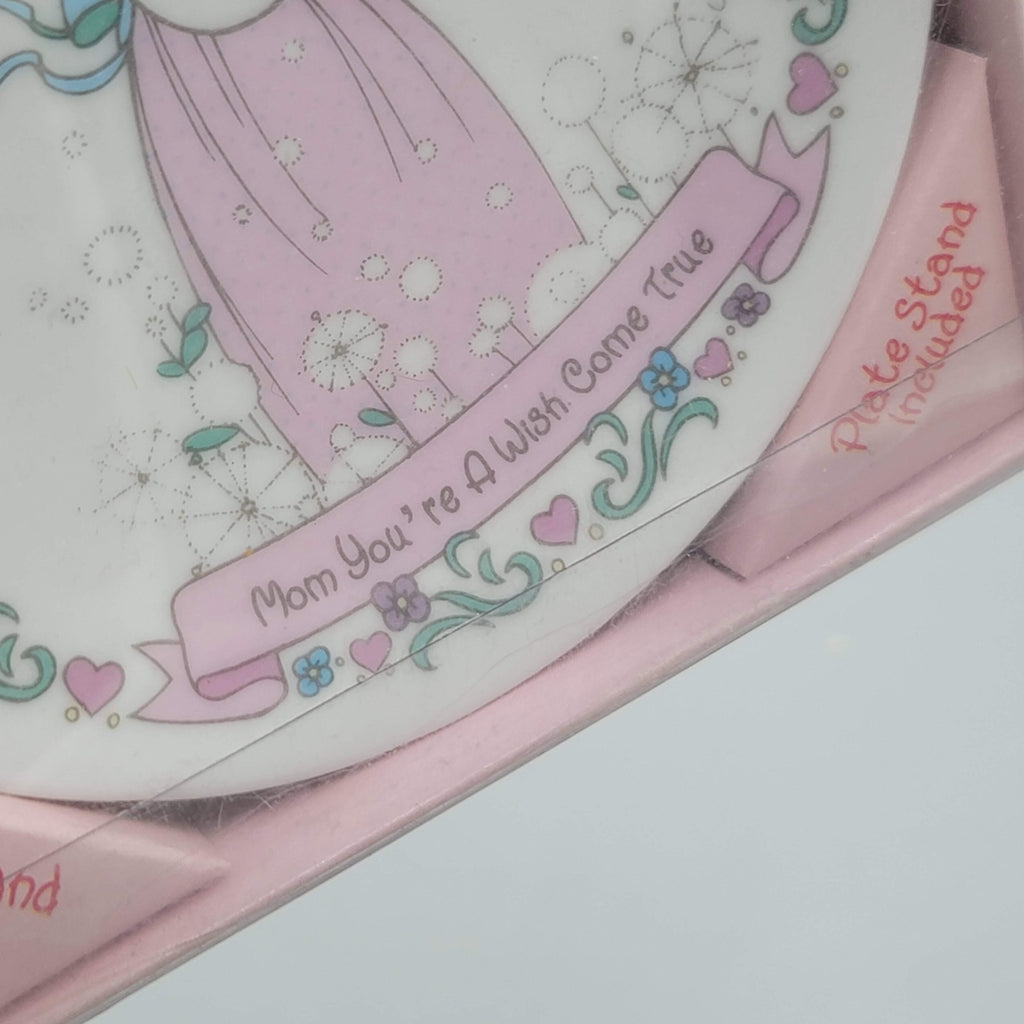 1992 precious  Moments "Mom You're A Wish Come True" 4" Decorative Plate & Stand