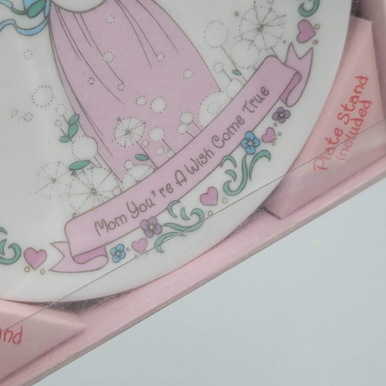 1992 precious  Moments "Mom You're A Wish Come True" 4" Decorative Plate & Stand