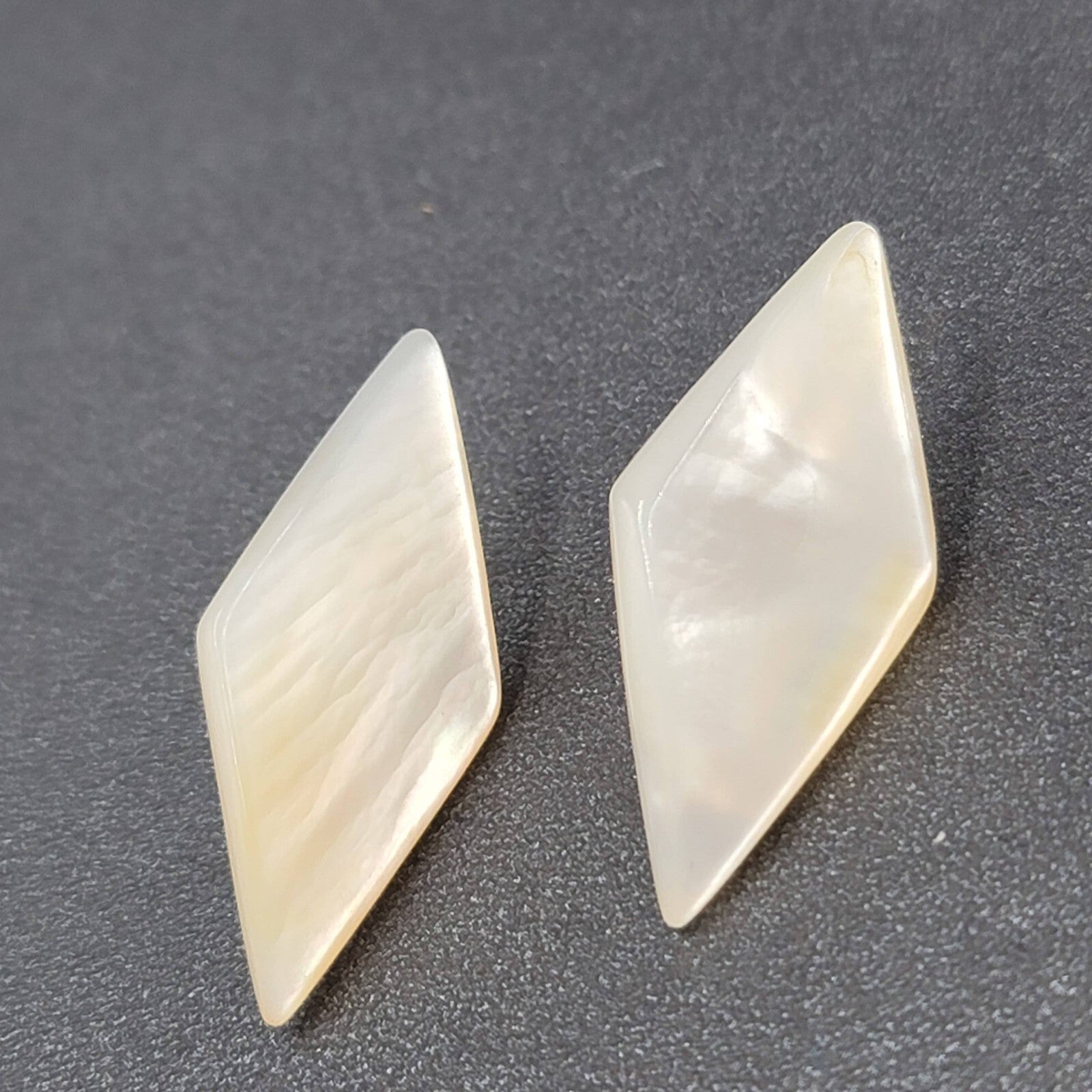 Vintage Pierced Earrings Mother of Pearl Carved Shell Drop Lot of 2