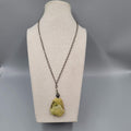 Sterling Silver Necklace Serpentine Stone Pendant Textured Chain 20"