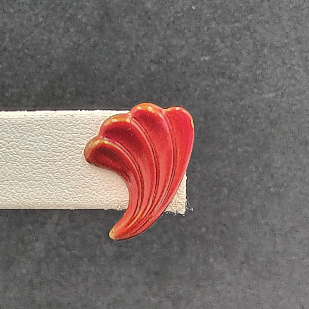 Vintage Pierced Earrings Red Enamel Textured Small Drop 3/4"