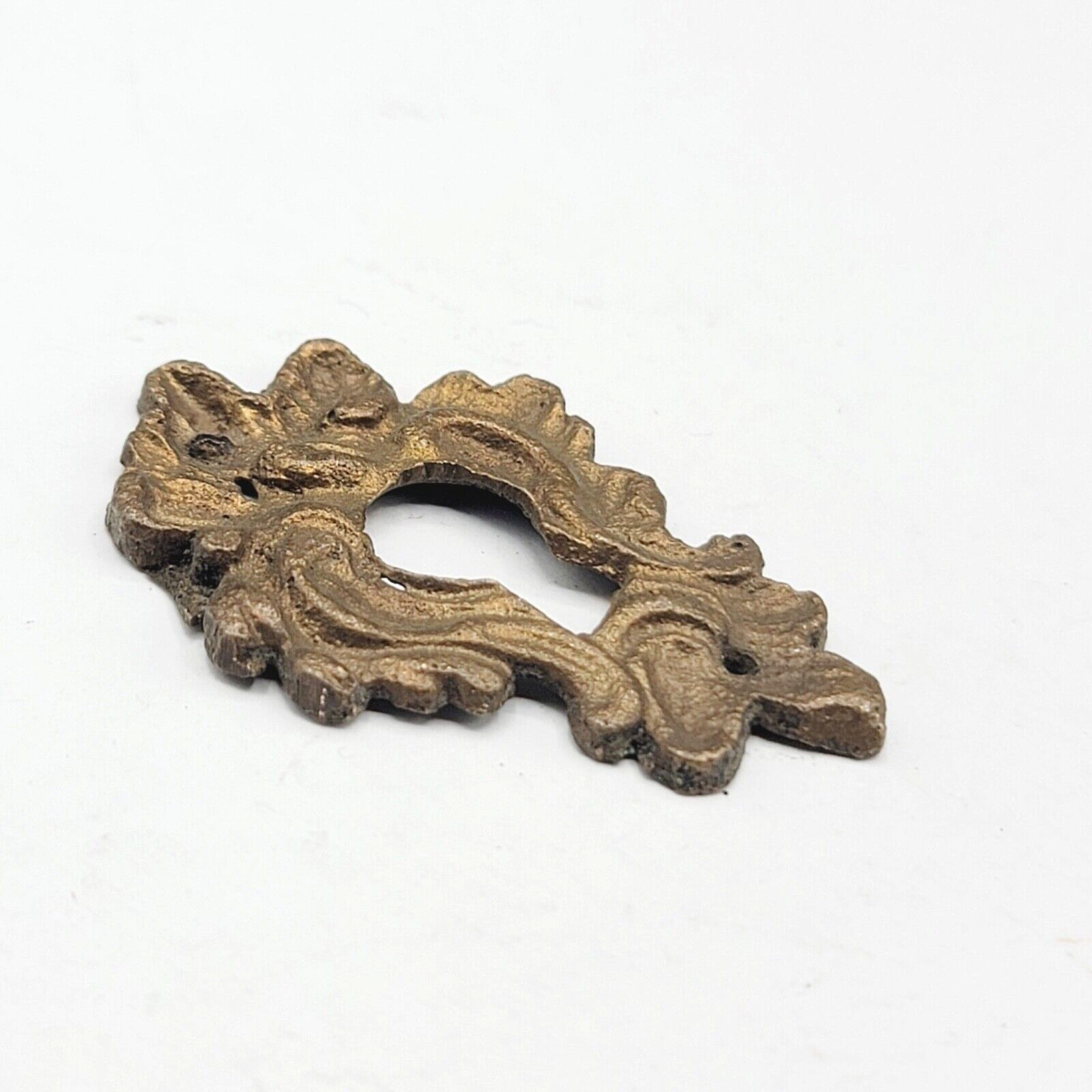 Vintage Ornate Brass Skeleton Keyhole Escutcheon 2" x 1.25" SINGLE ONLY
