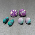 Lot of 3 Vintage Pierced Earrings Blue Purple Silk Wrapped Drop