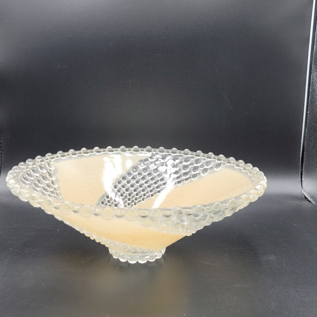 Antique Hobnail Lamp Shade Clear Tan Swirl Patterned 11"