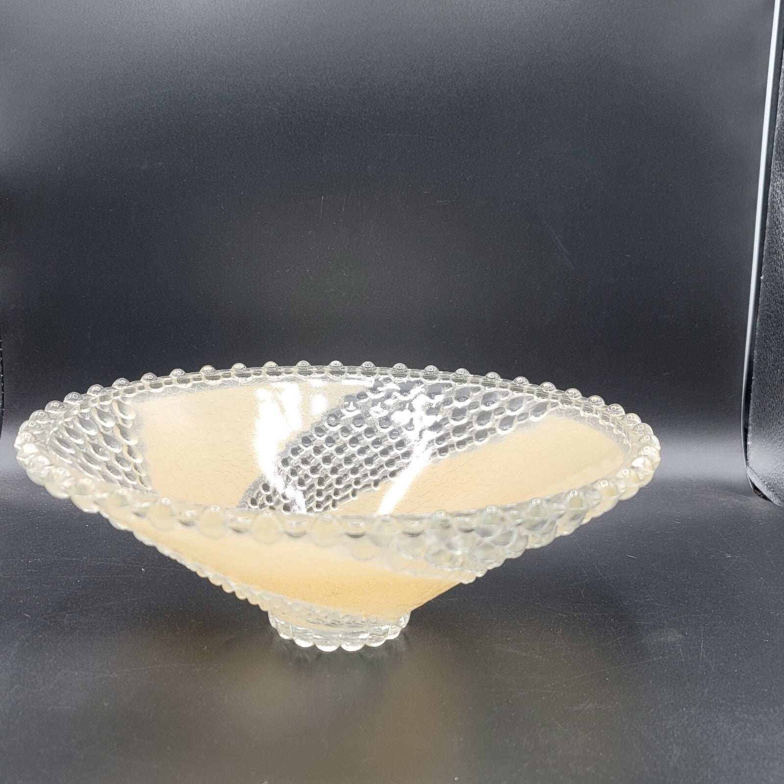 Antique Hobnail Lamp Shade Clear Tan Swirl Patterned 11"