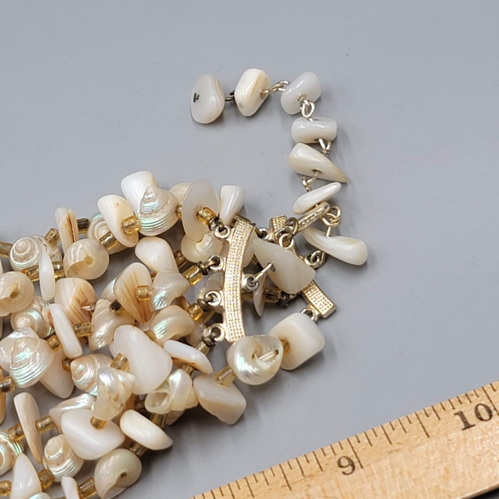 Vintage Real Shell Bead 4 Strand Necklace Estate Costume Jewelry 16" 18"20"22"