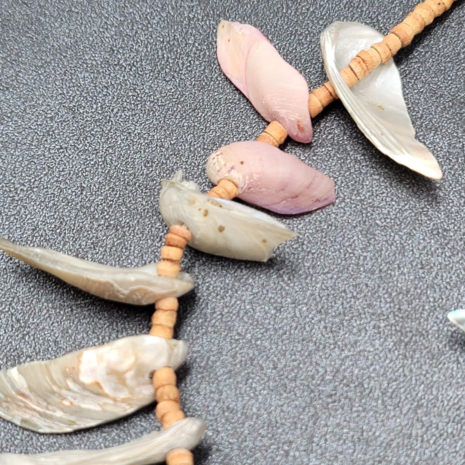 Vintage Necklace Multicolor Shell Pieces Beach 28"