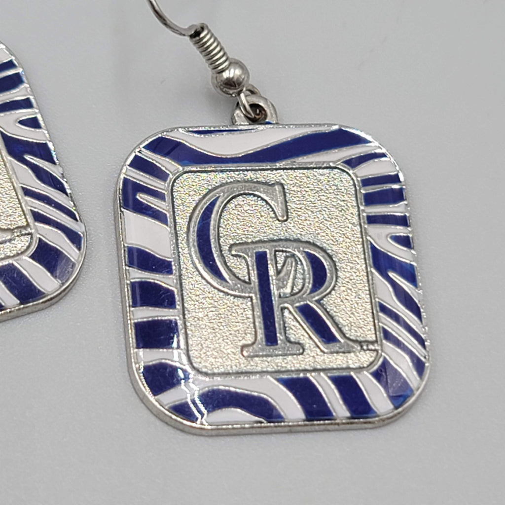 Colorado Rockies Pierced Earrings Baseball Silver tone Dangle 1 1/8"