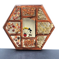 Vintage Gamut Designs Trivet Dried Flowers Seeds Boho Mid Century Hexagon 5.5"