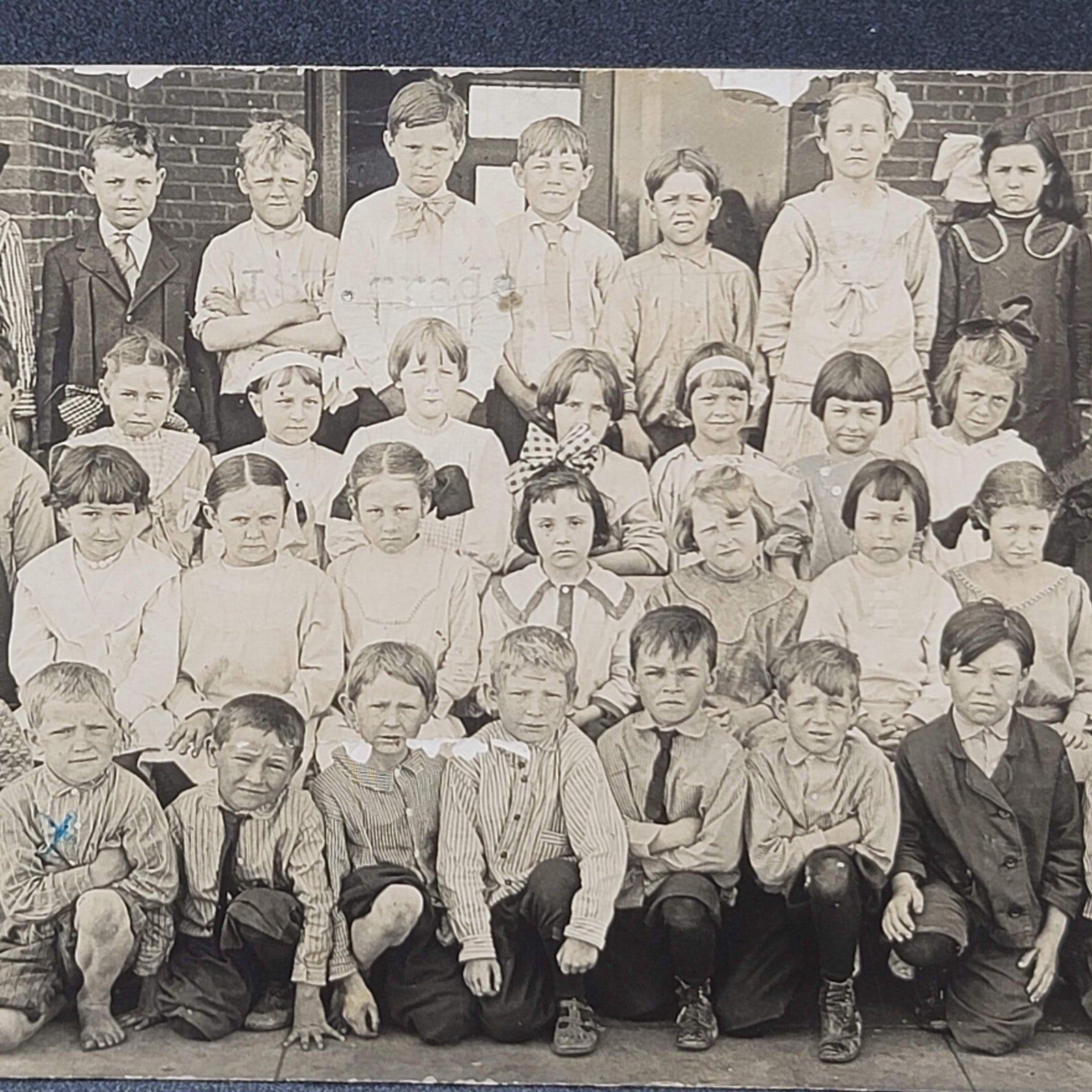 Antique RPPC Photo Postcard Kids Boys Girls School First GradeClass Photo 1911