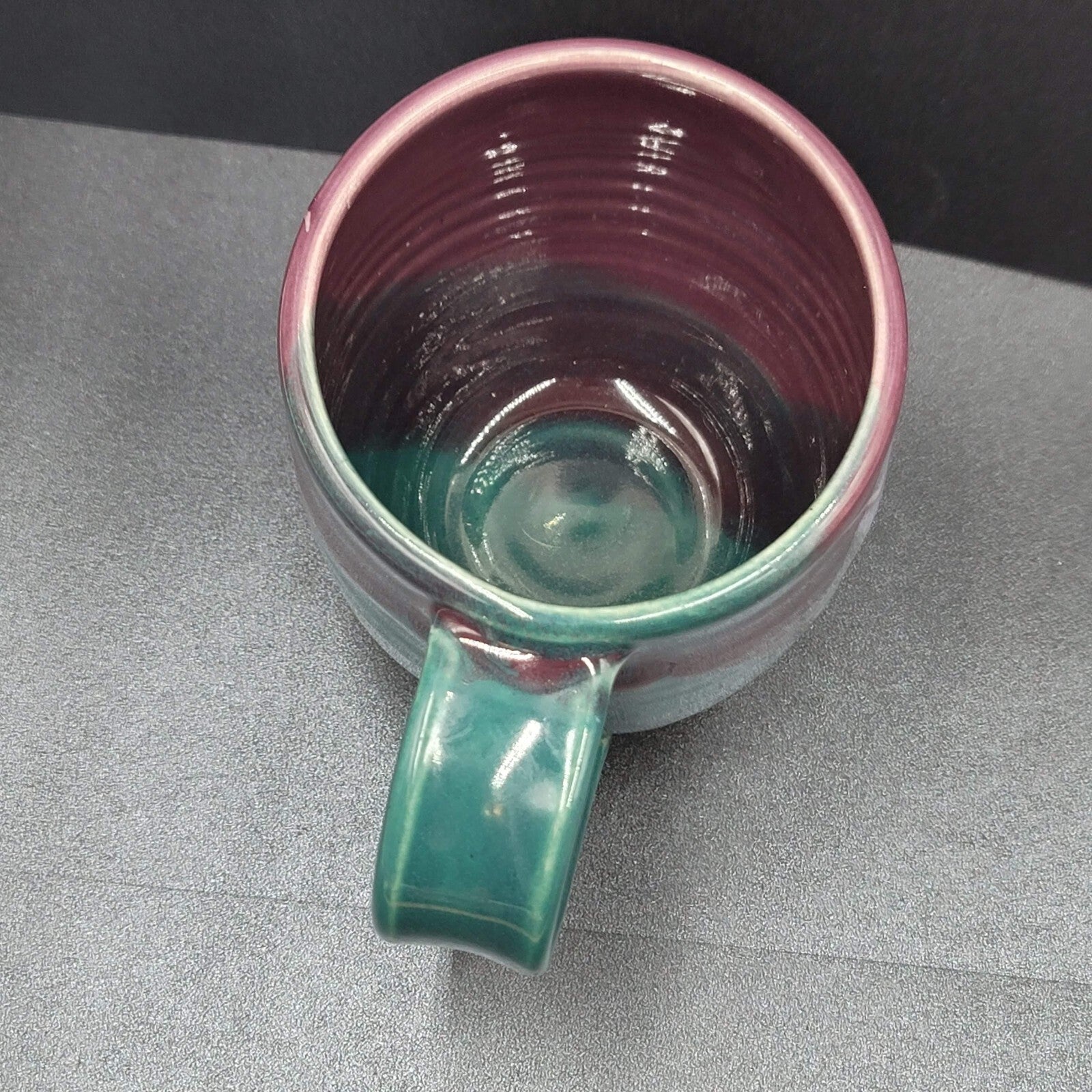 Art Pottery Coffee Mug Artist Purple Teal Abstract Design