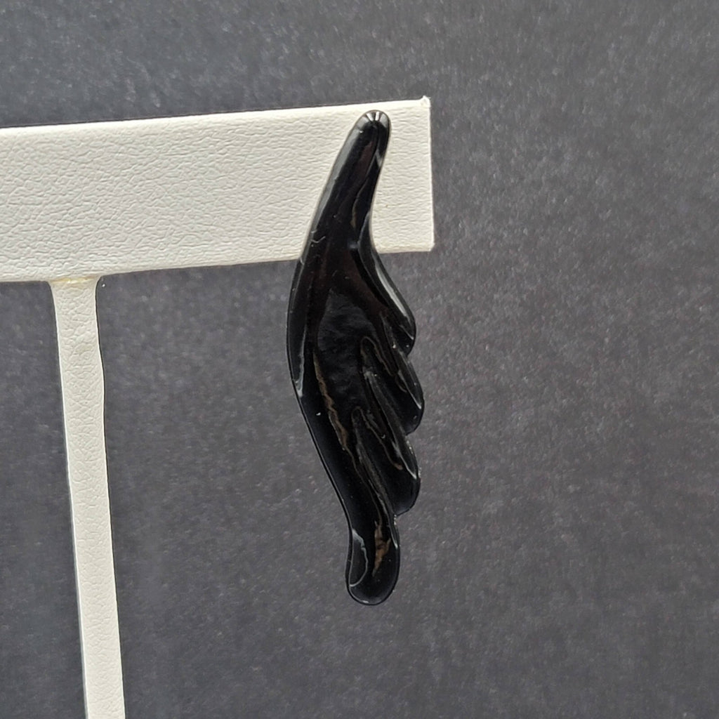 Vintage Pierced Earrings Black Enamel over Metal Statement Drop 2"