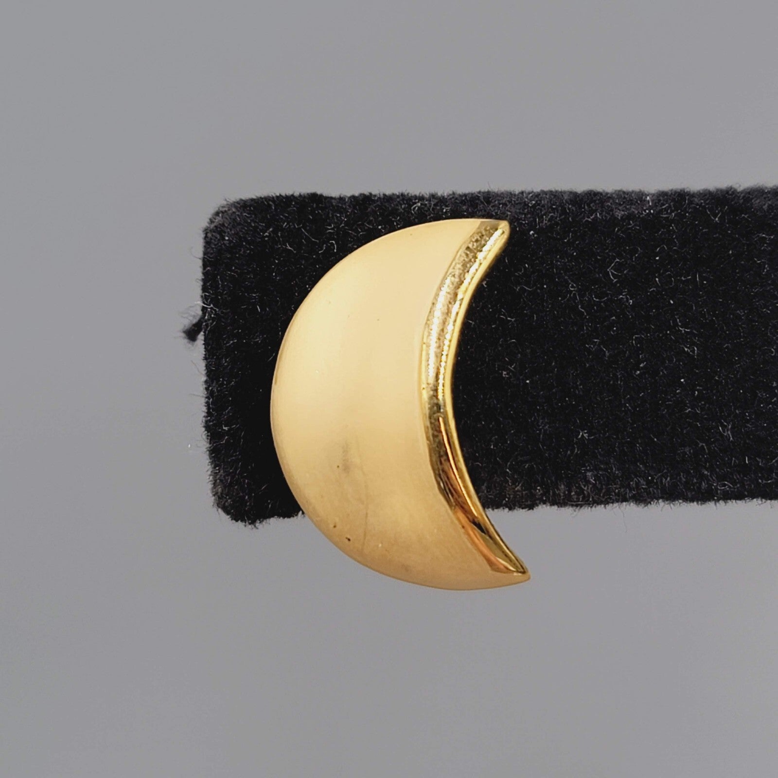 Brushed Gold Plated Pierced Earrings Crescent Moon Shape 5/8"