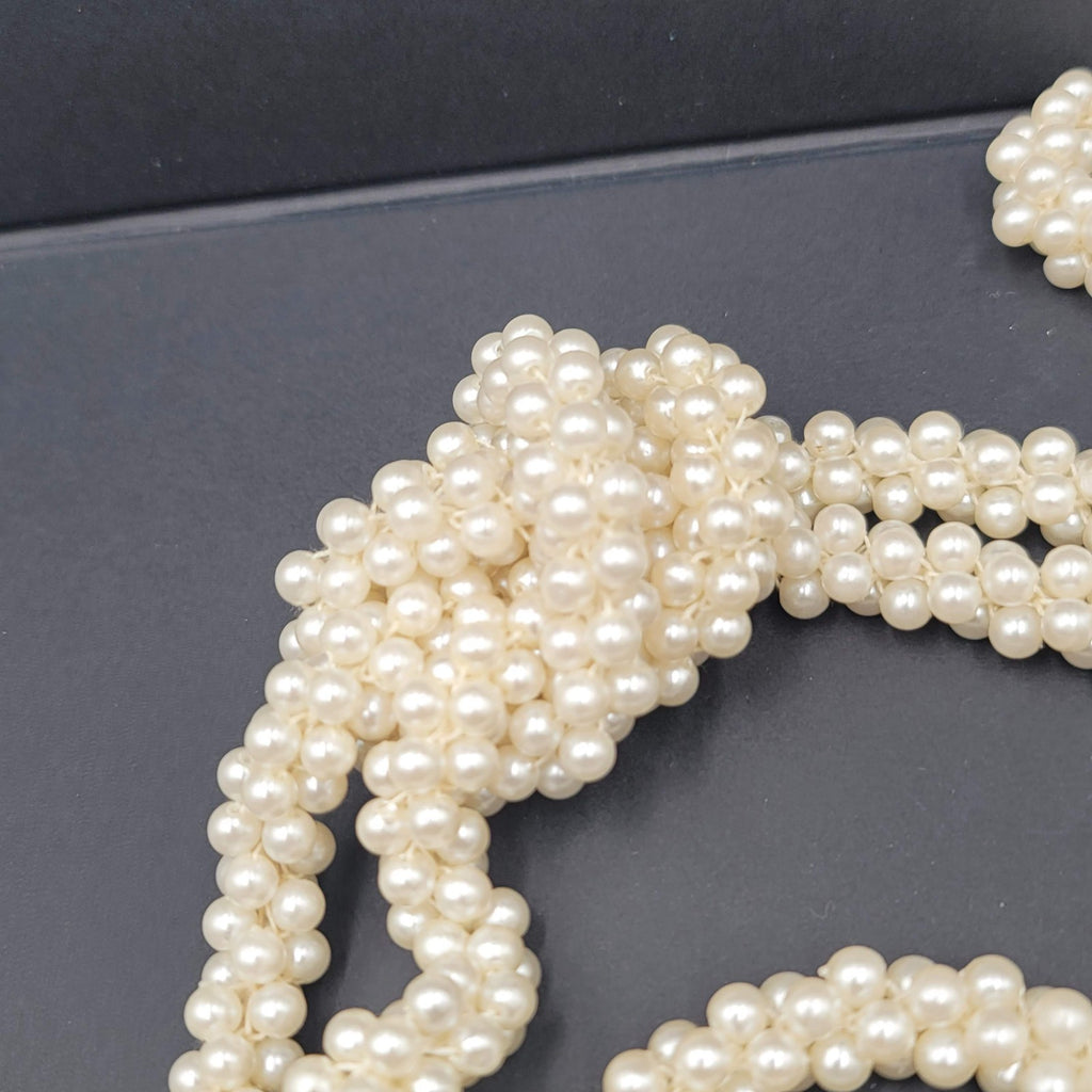 Vintage Large White Bead Lariat Necklace 70" STATEMENT!