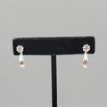 Silver tone Pierced Earrings Convertible Curved Jacket Crystal Minimalist 5/8"
