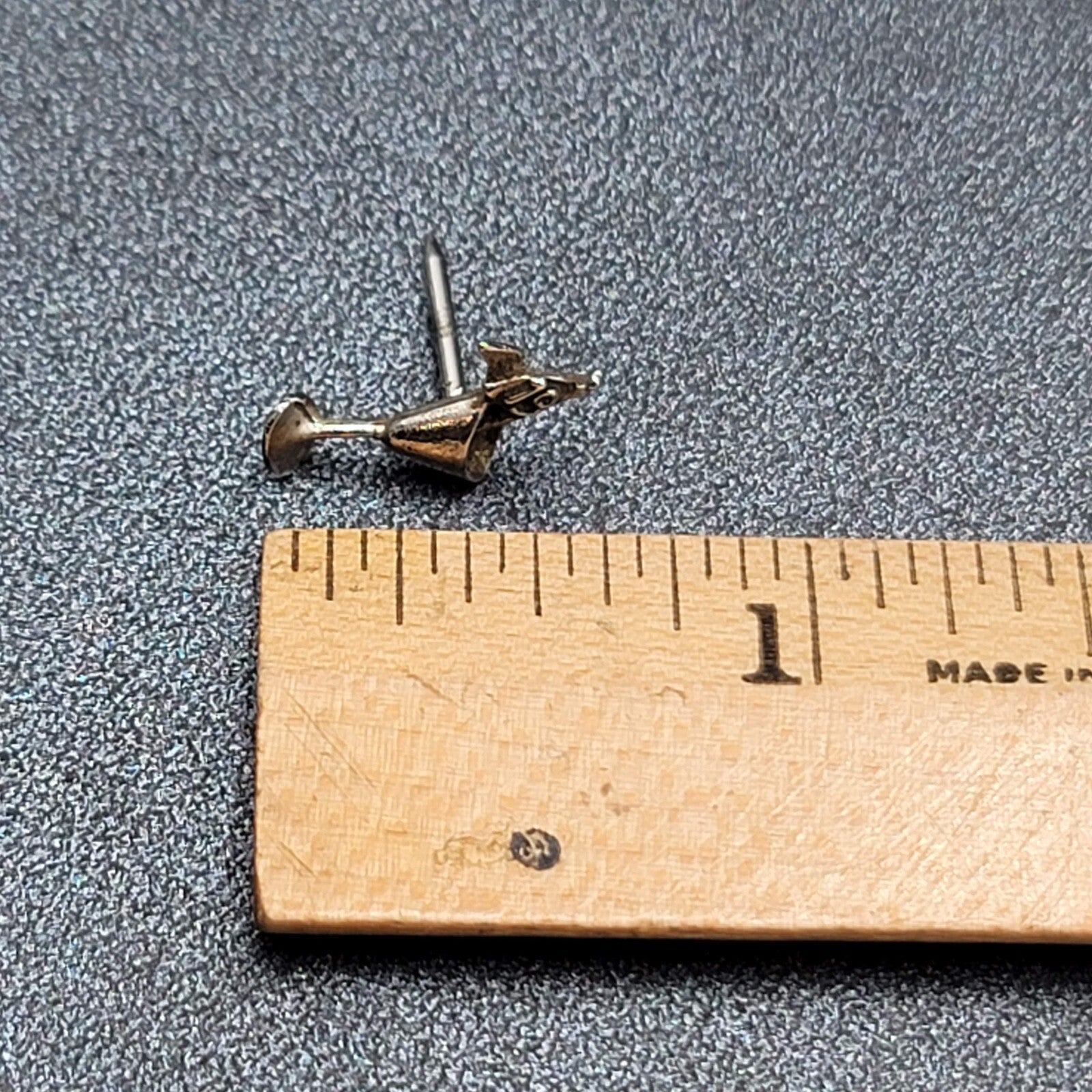Vintage Tie Tack Lapel Pin Golf Flag Martini Silver tone 5/8"