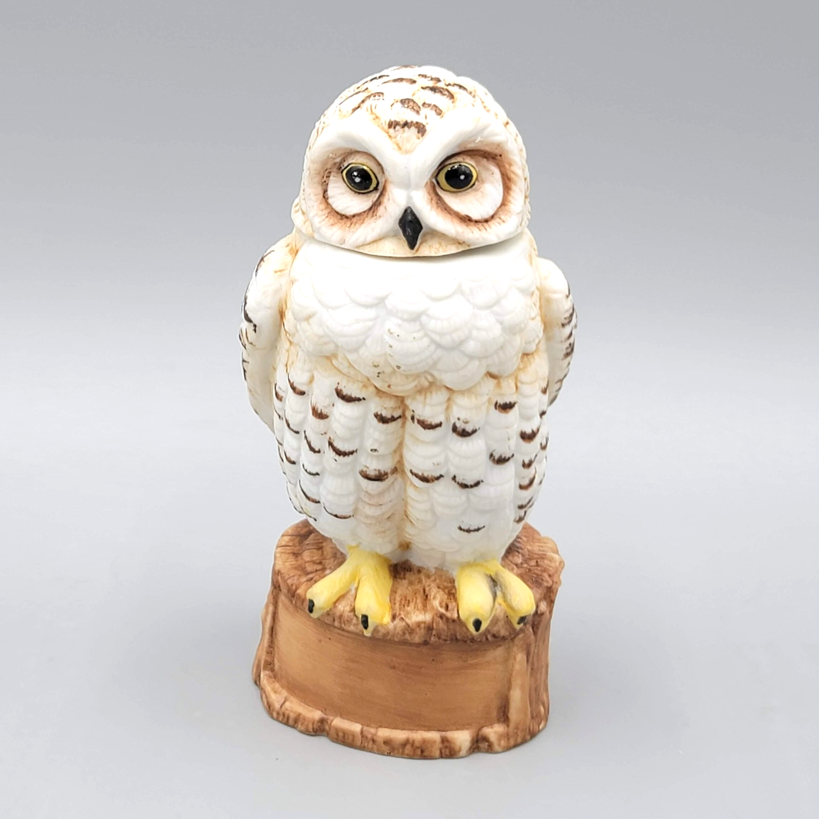 Vintage Ceramic Owl Decanter Bottle Figurine Ski Country 4 in Miniature Empty