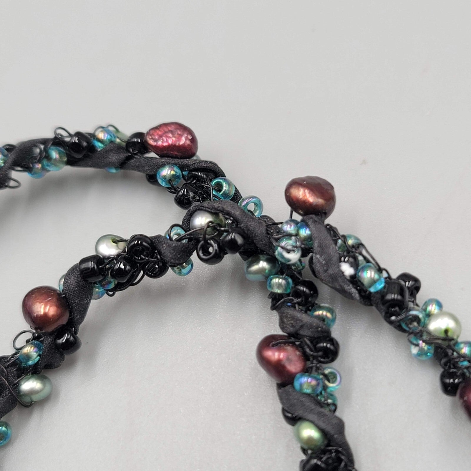 Artisan Heart Pendant Necklace Pearls Glass Bead 20"