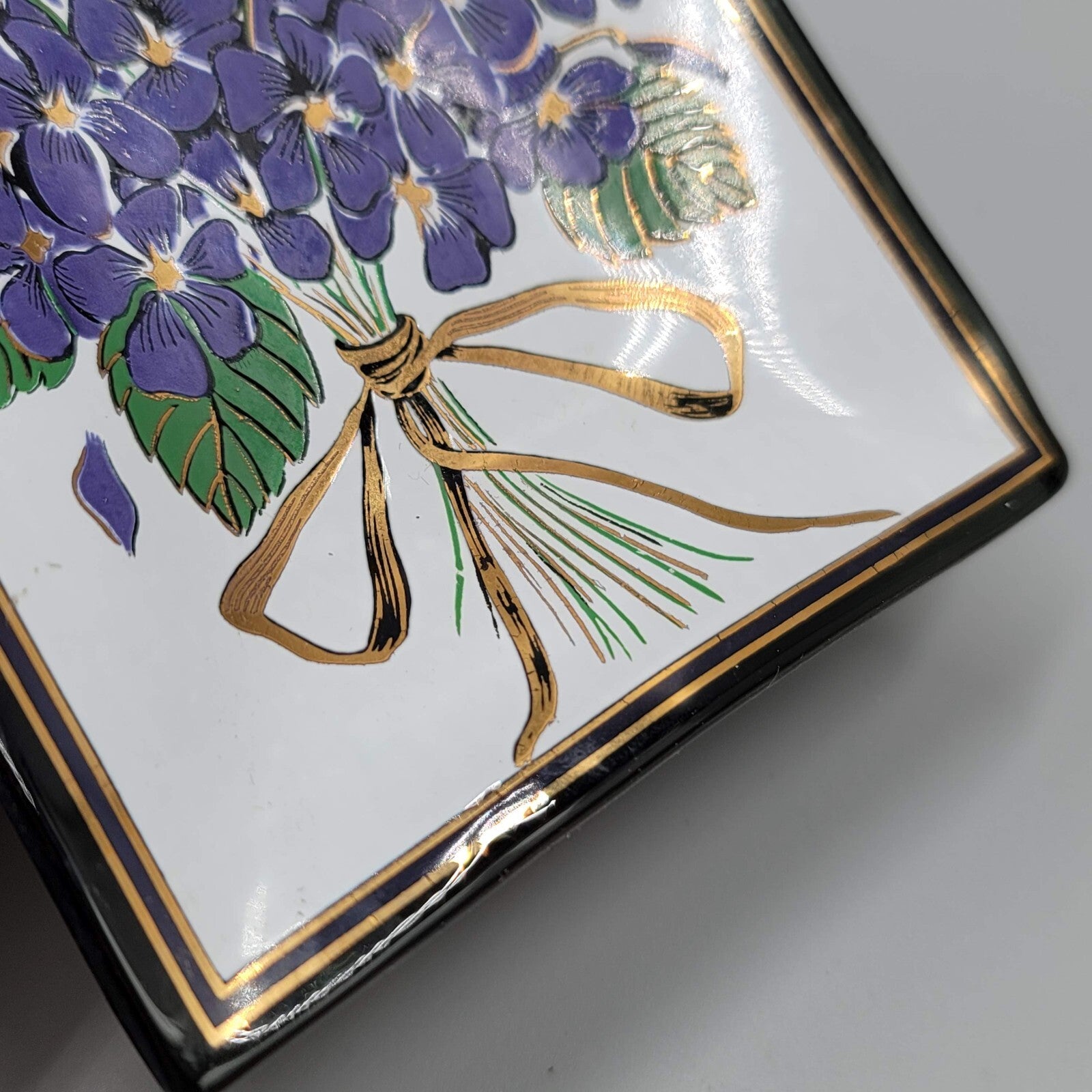 Vintage Houze Art Tray Happy Birthday and Get Well Glass Tray Lot Flowers