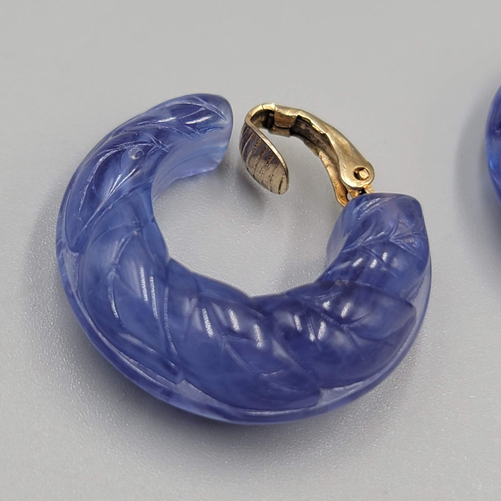 Vintage Avon Clip on Earrings Molded Plastic Purple Hoops 1"