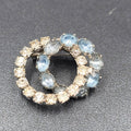 Vintage Brooch Blue Rhinestone Intertwined Circles 1 3/8" Estate Jewelry