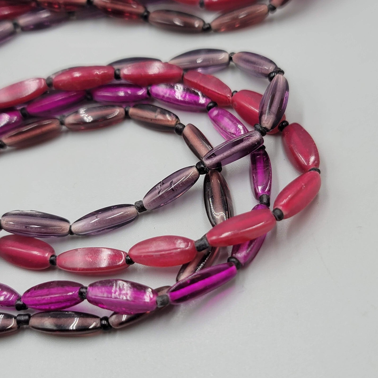 Premier Designs Necklace Shades of Purple Four Strand Long 38"
