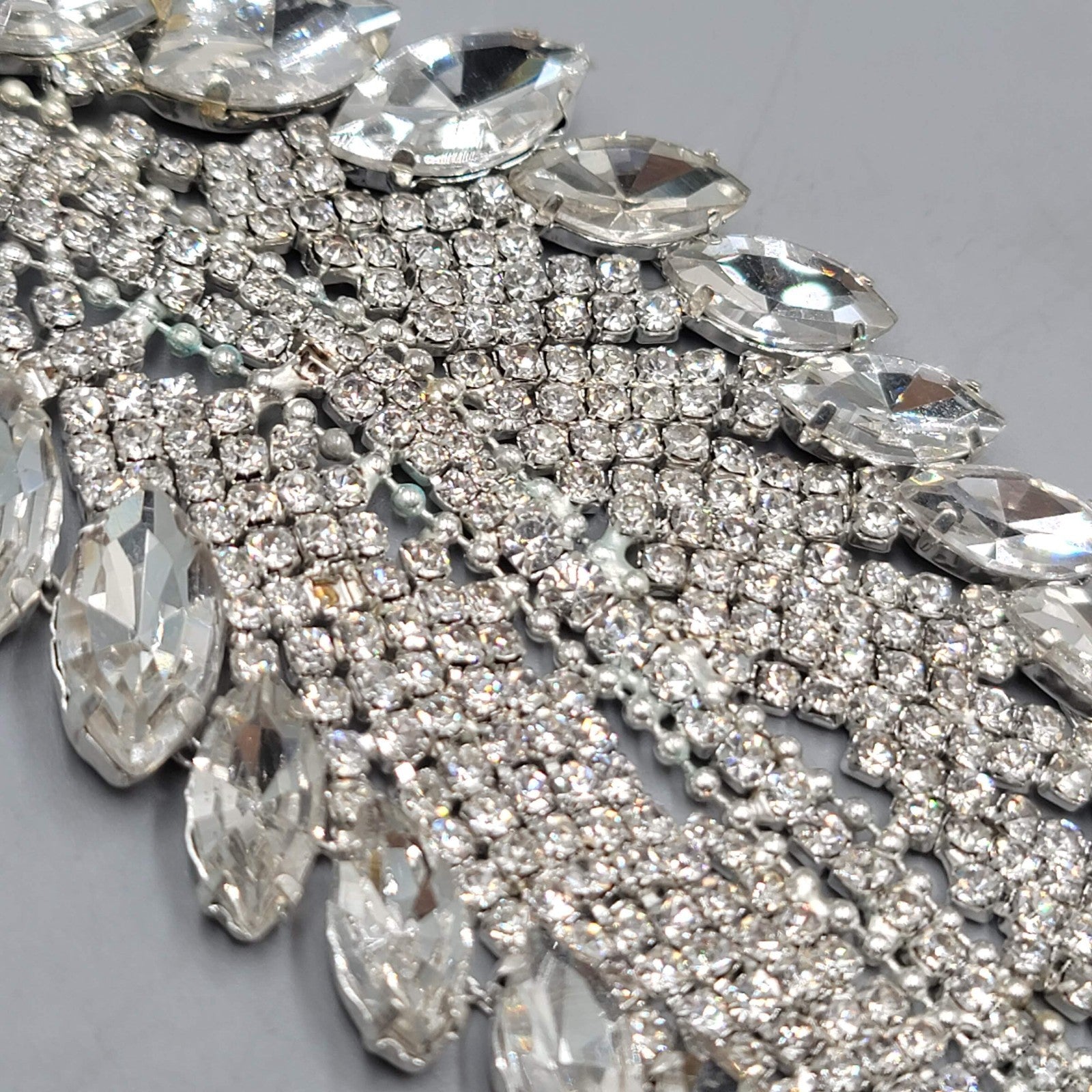 Crystal Rhinestone Applique Leaf 6.5" x 2.25"