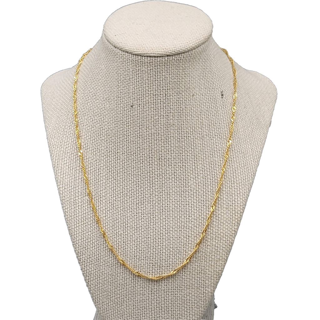 Vintage Twist Herringbone Chain Necklace Gold Plated Estate Costume Jewelry 20"