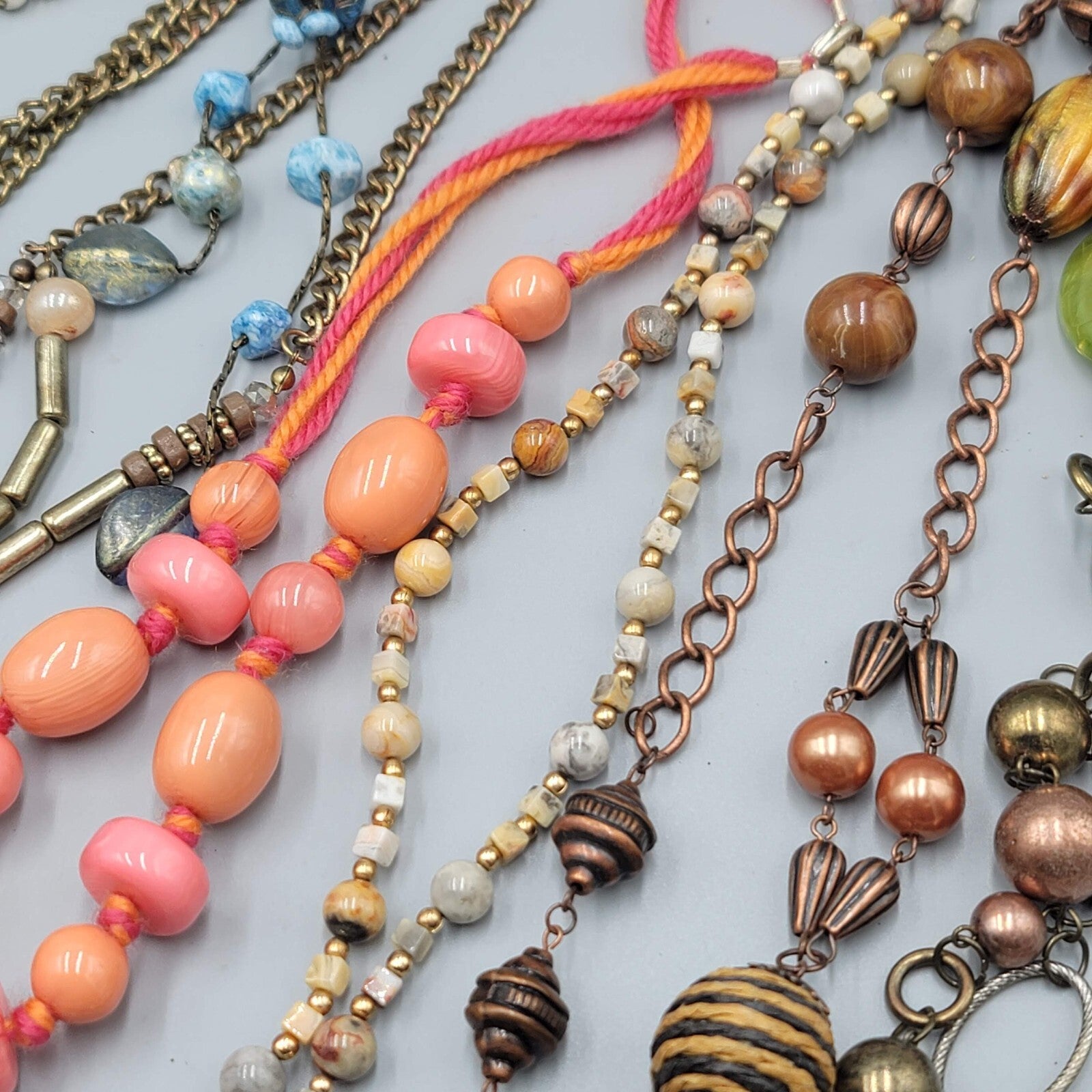 Jewelry Lot Necklace Bracelet Earrings Wood Boho Stone Bead 40 pcs