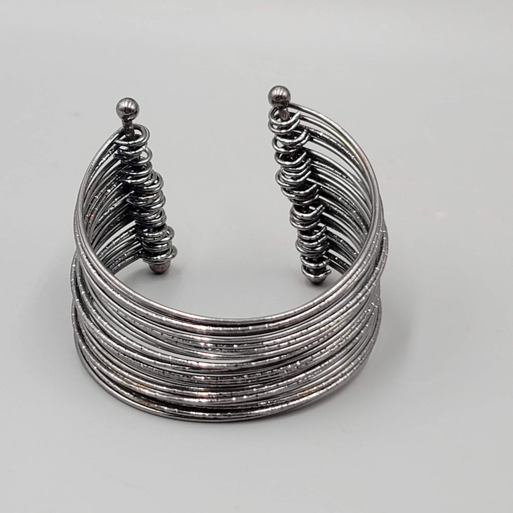 Gun Metal Gray Bracelet Wire Cuff Statement 