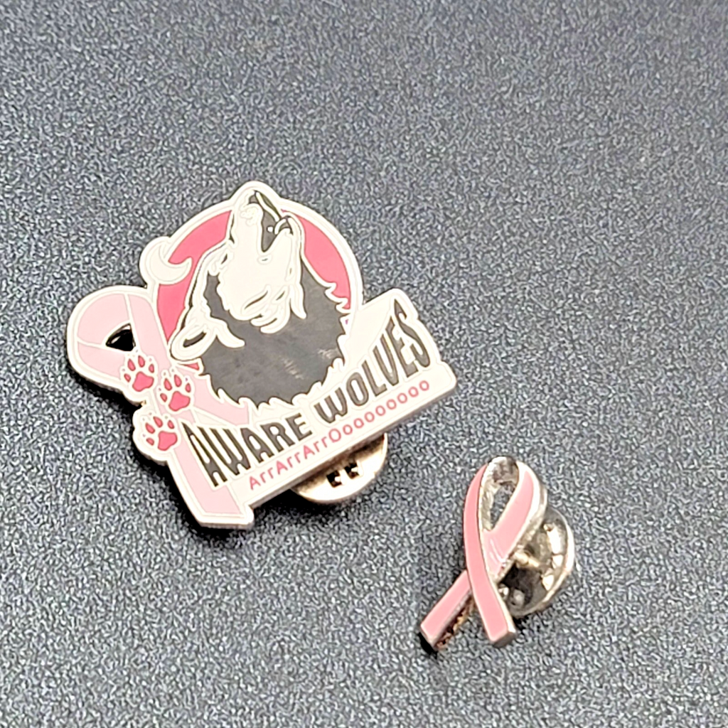 Aware Wolves Breast Cancer Awareness Pink Ribbon Pin Lot