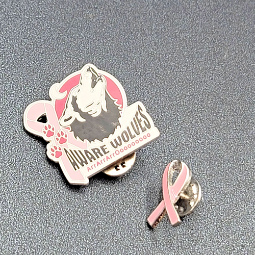 Aware Wolves Breast Cancer Awareness Pink Ribbon Pin Lot