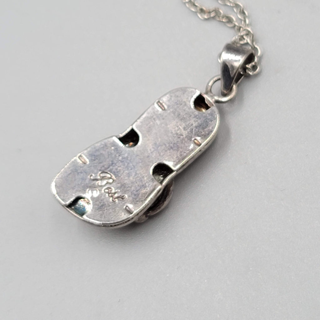 Rhinestone Flip Flop Sandel Necklace Silver tone 16"-18"