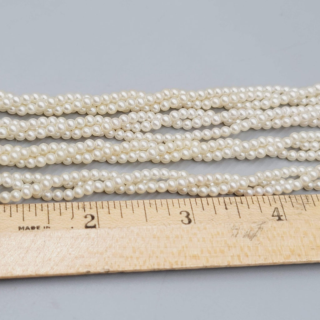 Vintage Multi-Strand Simulated Pearl Necklace 56" Beaded Clasp Elegant Jewelry