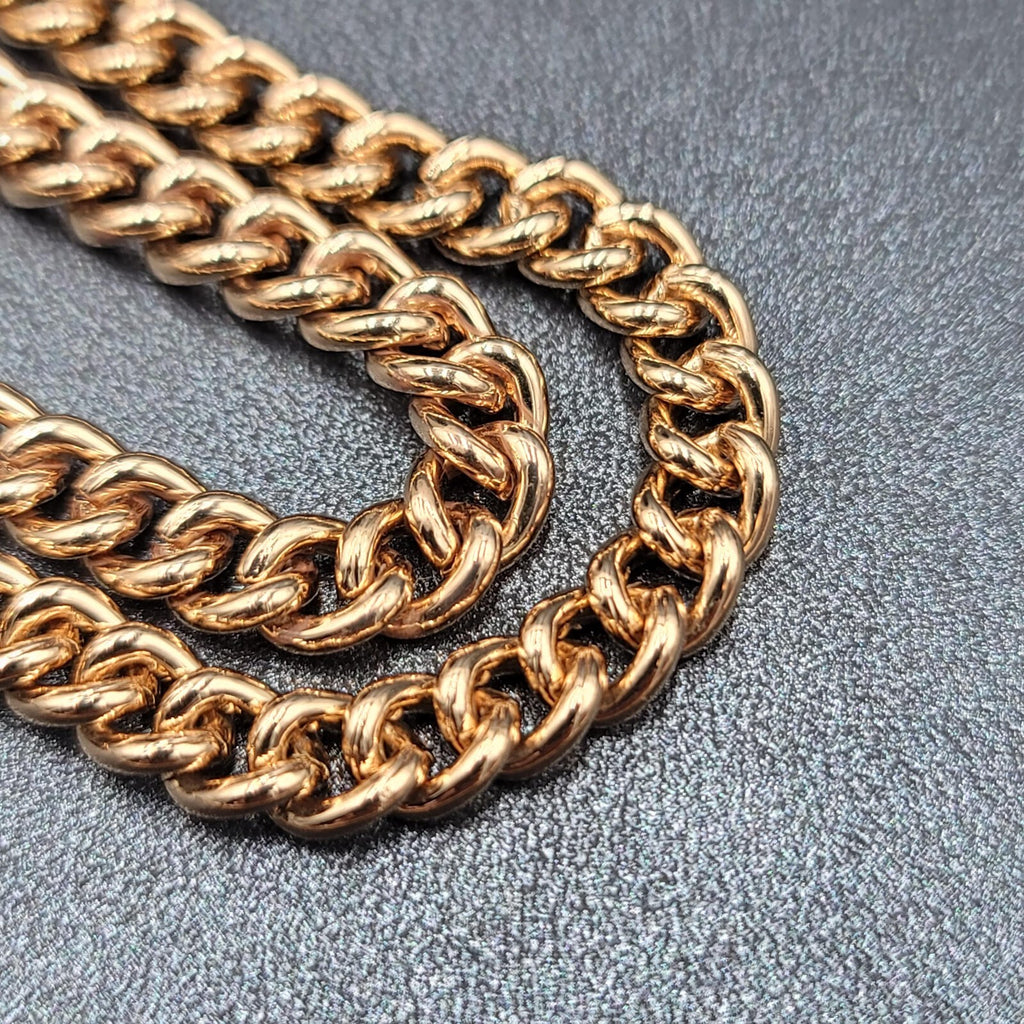 High Polish Gold Plated Cuban Curb Chain Necklace 6mm 17''
