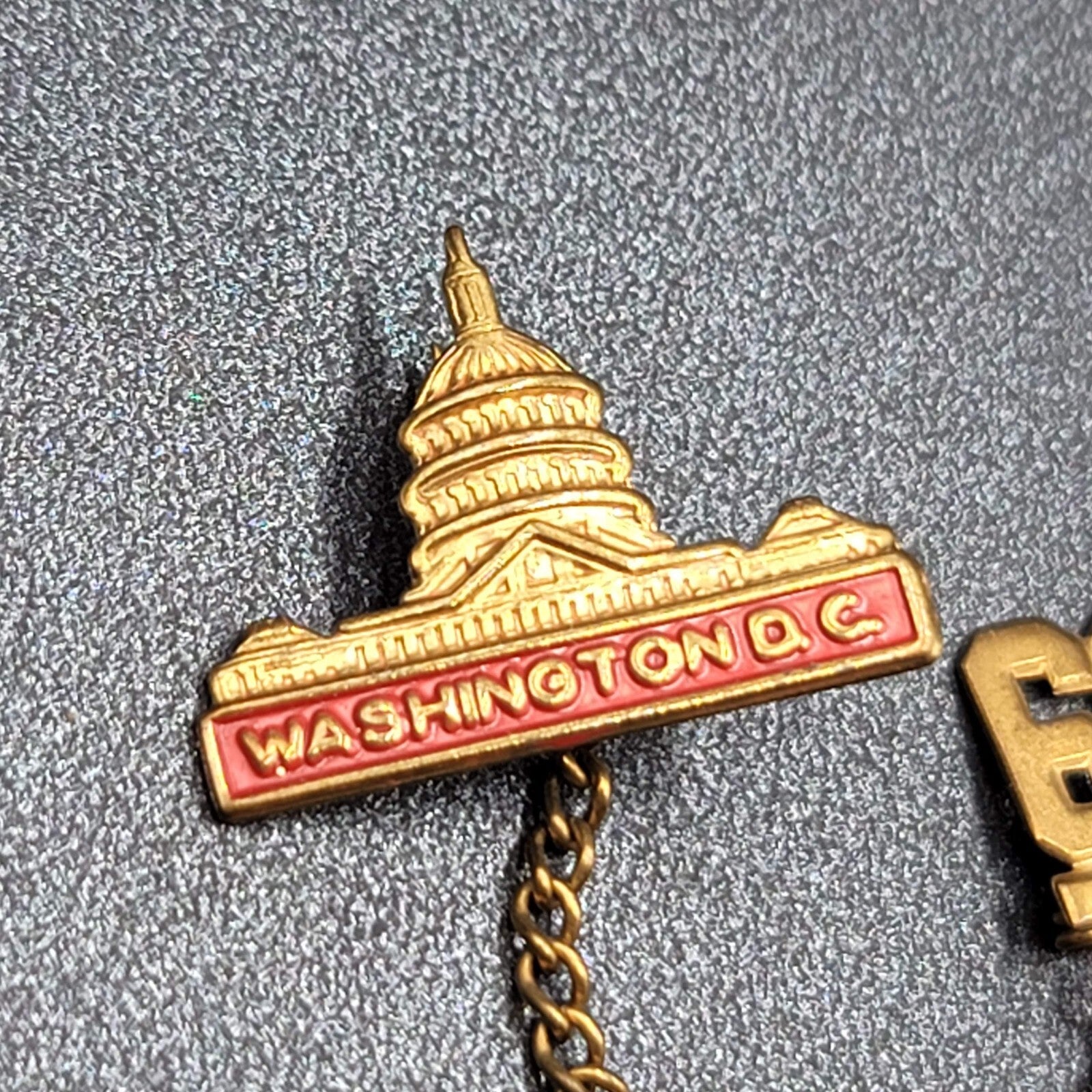 Vintage Gold tone Metal Washington DC 1965 Tie Lapel Pin