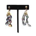 Vintage Rainbow Hearts Clip on Earrings Gold tone Dangle 2 in