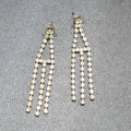 Vintage Pierced Earrings Silver tone Rhinestone Triple Dangle 2.25"