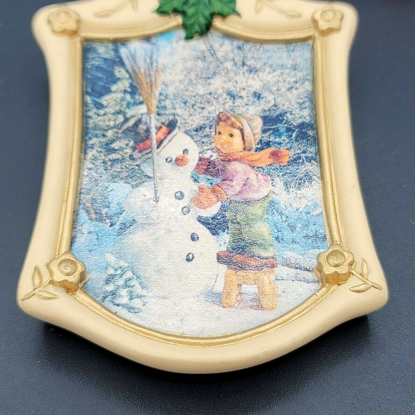 The Hummel Gold Christmas Ornament Collection Boy Snowman Frame 3.5"