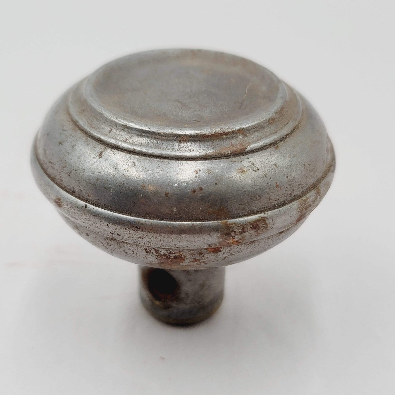 Vintage SINGLE Ringed Steel Doorknob Salvage Door Hardware 2.25" (201)