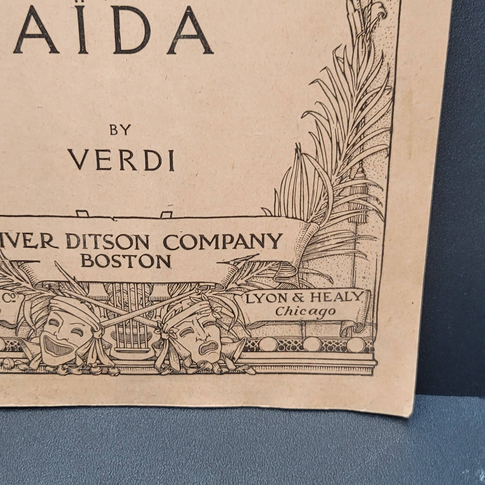 Vintage Grand Opera Librettos Italian English AIDA Verdi Oliver Ditson Co FS