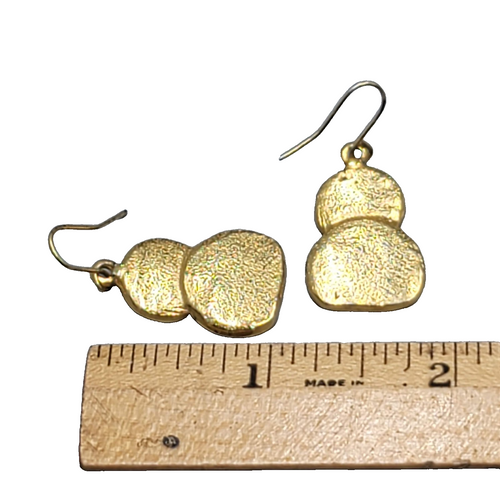 Double Pumpkin Jack o lantern Pierced Earrings Gold tone Enamel Dangle 1"