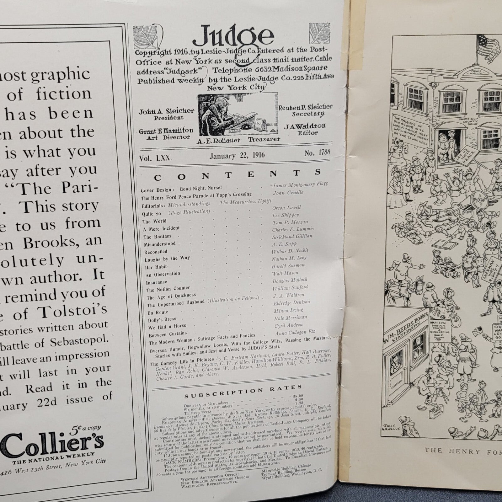 Antique Judge Humor MAGAZINE Good Night Nurse Kissing Jan 22 1916