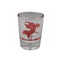 Vintage Red Rooster Juice Glass Clear 3 in tall