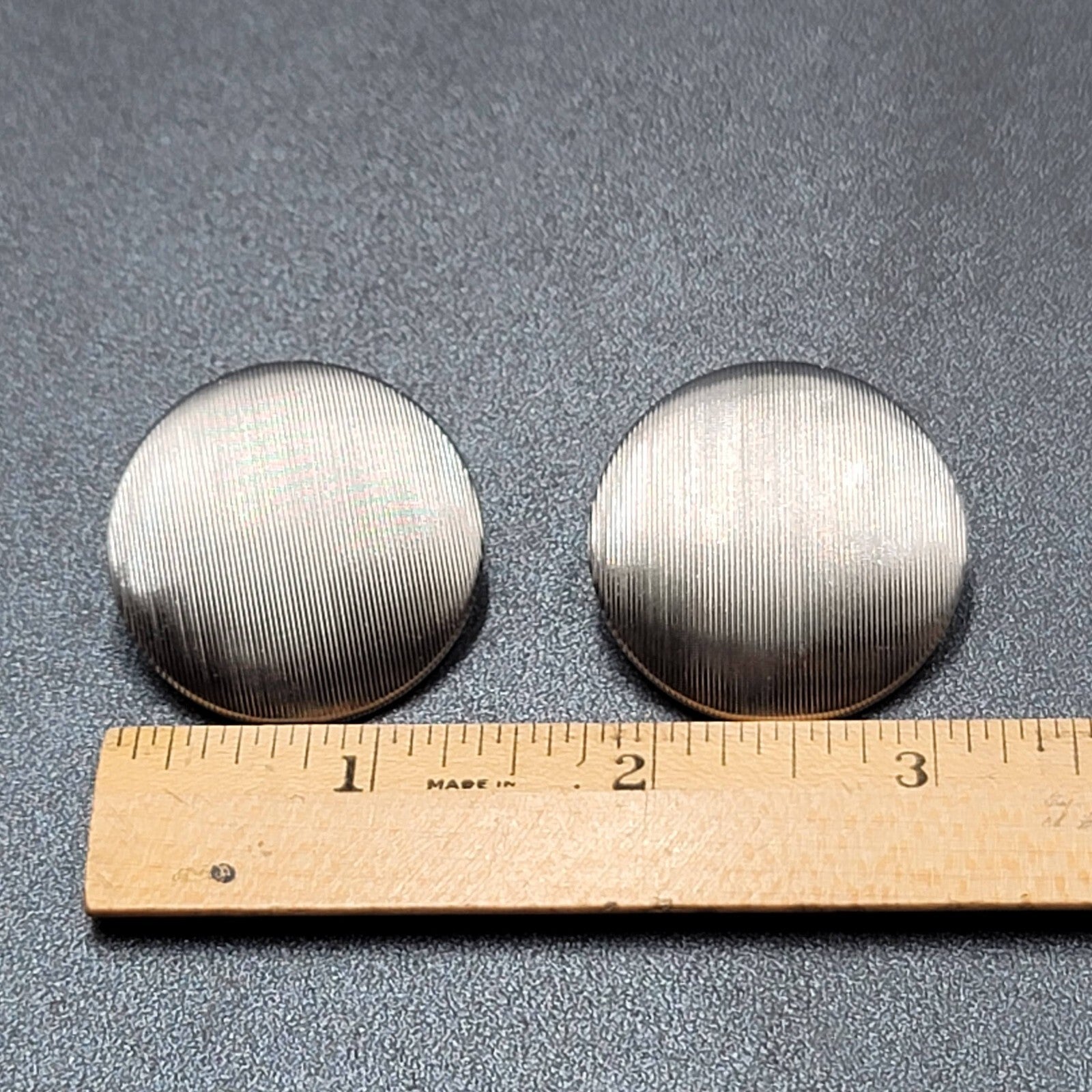 Vintage Lisner Clip on Earrings Large Grooved Disc 1.25"